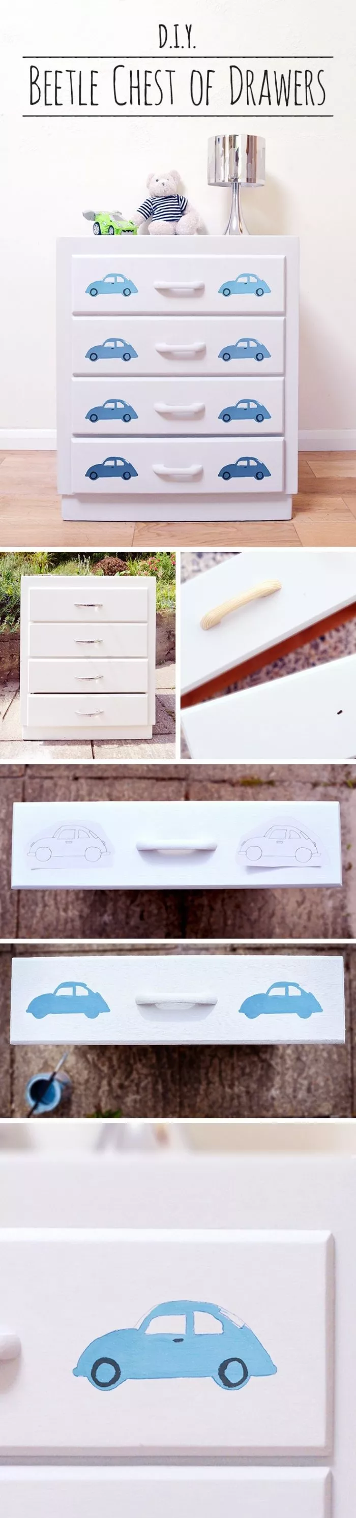 DIY painted furniture is a great way of personalizing a bedroom. Find a full tutorial for the chalk paint beetlecar chest of drawers here and visit the collaborative board 