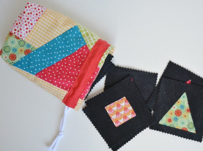 Fabric scraps as gift wrap drawstring bag tutorial vicky myers