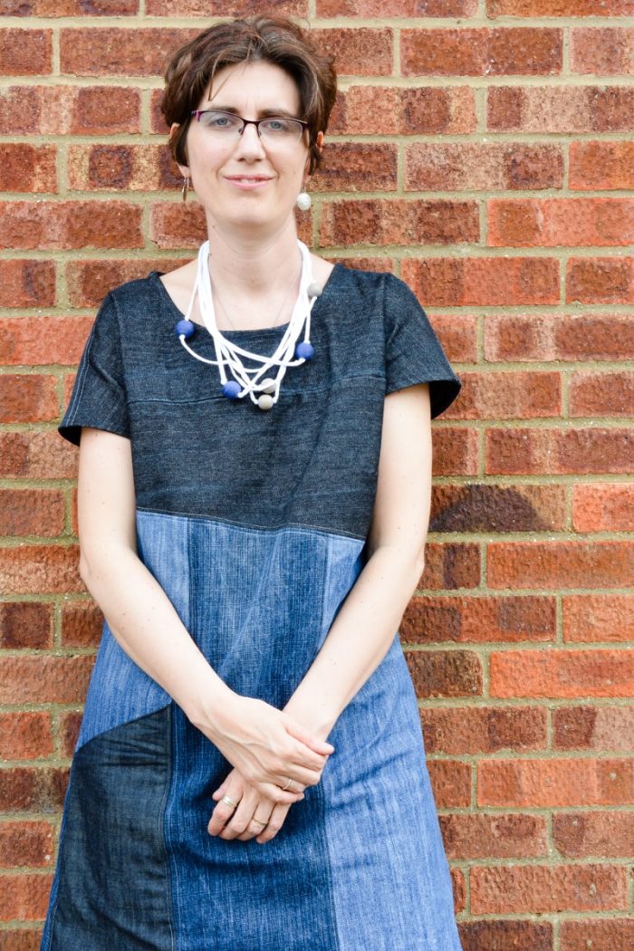 Upcycled Essential Denim Dress Pattern Review · vicky myers creations