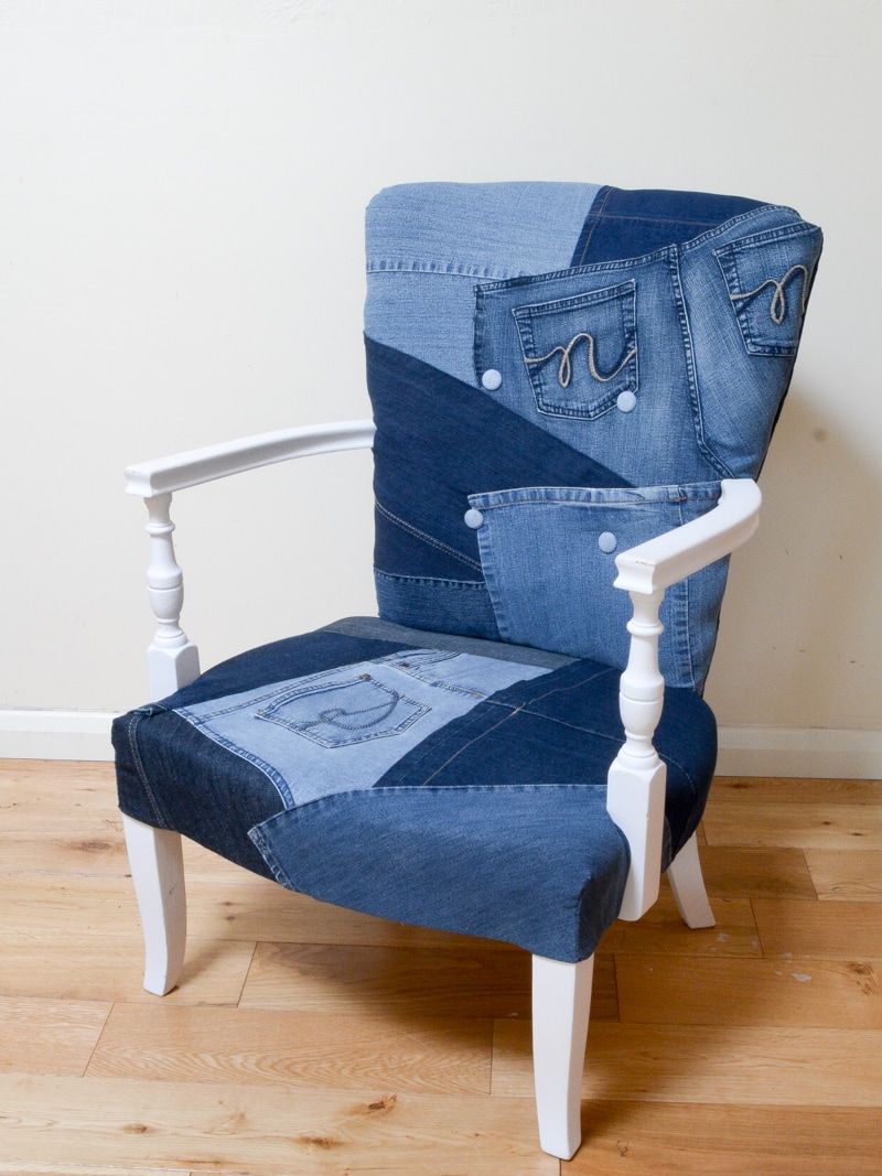 Denim Upcycled Bedroom Chair · vicky myers creations