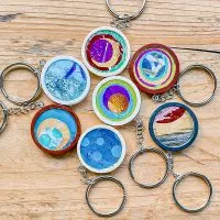 DIY keychains with collage papers